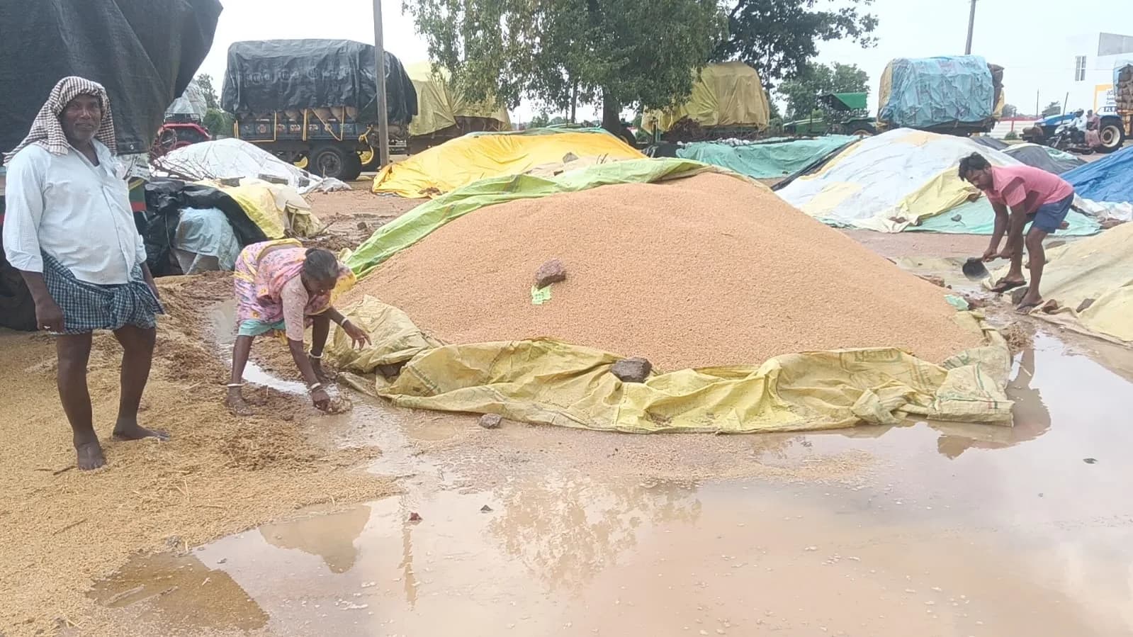 ఆరుగాలం కష్టం.. తడిసి ముద్ధైన ధాన్యం