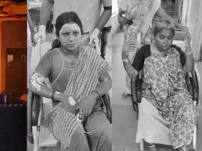 గ్యాస్ లీకై ఇంట్లో ఎగిసిపడ్డ మంటలు