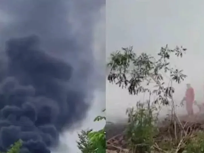 పొలాల్లో ఎగిసిపడ్డ మంటలు