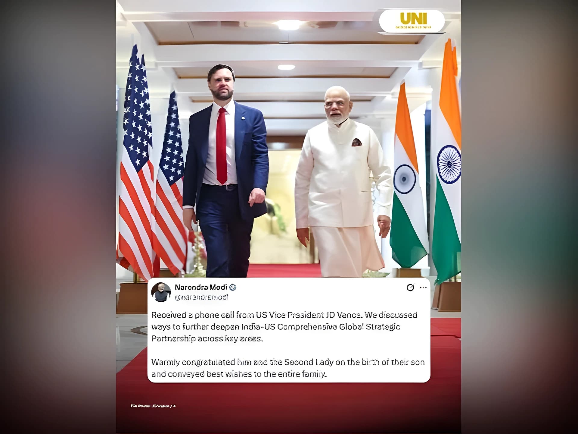 US వైస్ ప్రెసిడెంట్‌కి మోదీ విషెస్!