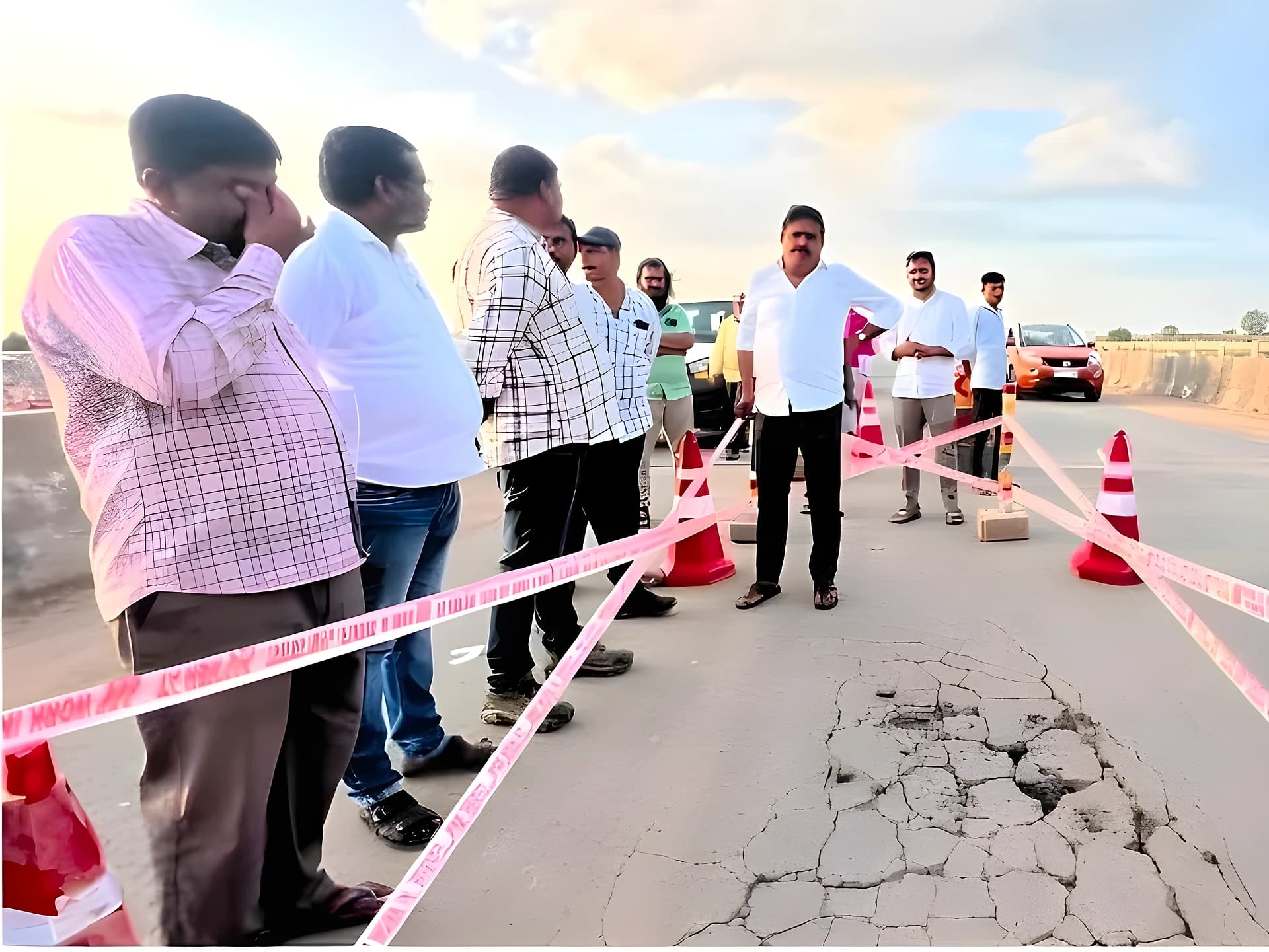 కాగ్నా బ్రిడ్జి వద్ద దెబ్బతిన్న రహదారిని పరిశీలించిన బుయ్యని
