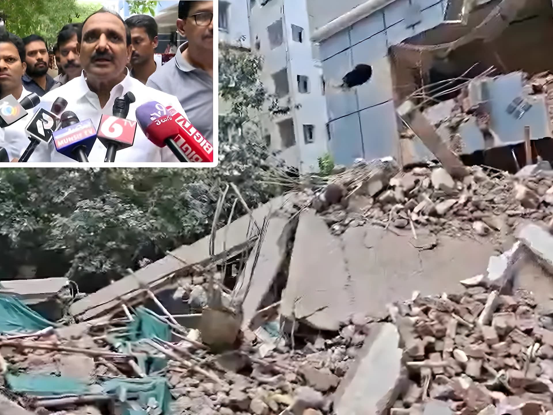 గచ్చిబౌలిలో కూలిన బిల్డింగ్.. స్పాట్‌కు చేరుకున్న MLA