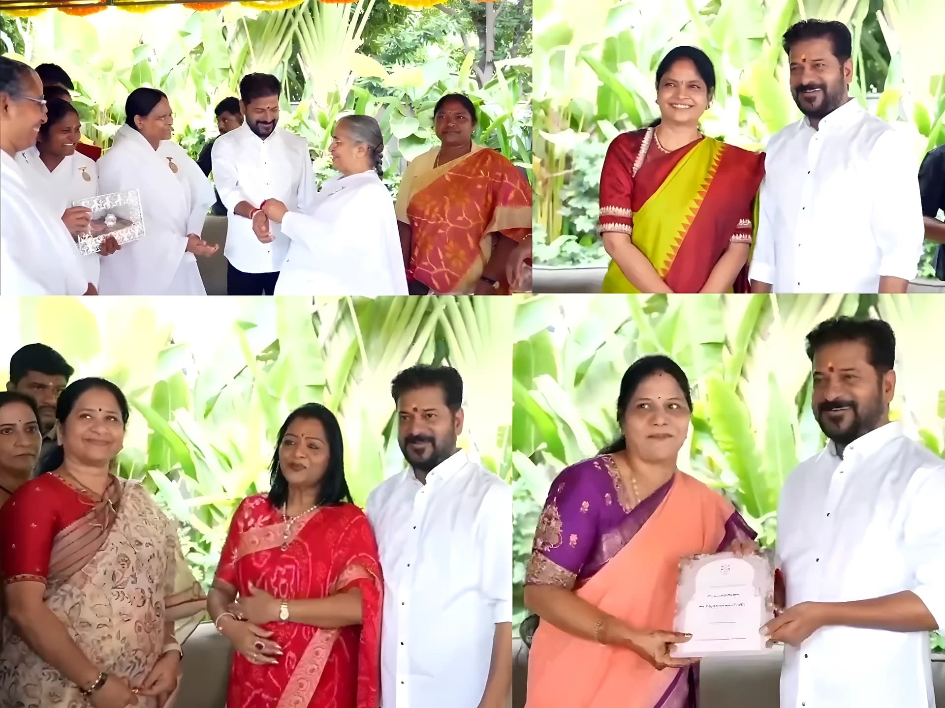 CM రేవంత్‌రెడ్డికి రాఖీ కట్టిన మహిళా నేతలు, బ్రహ్మకుమారీలు