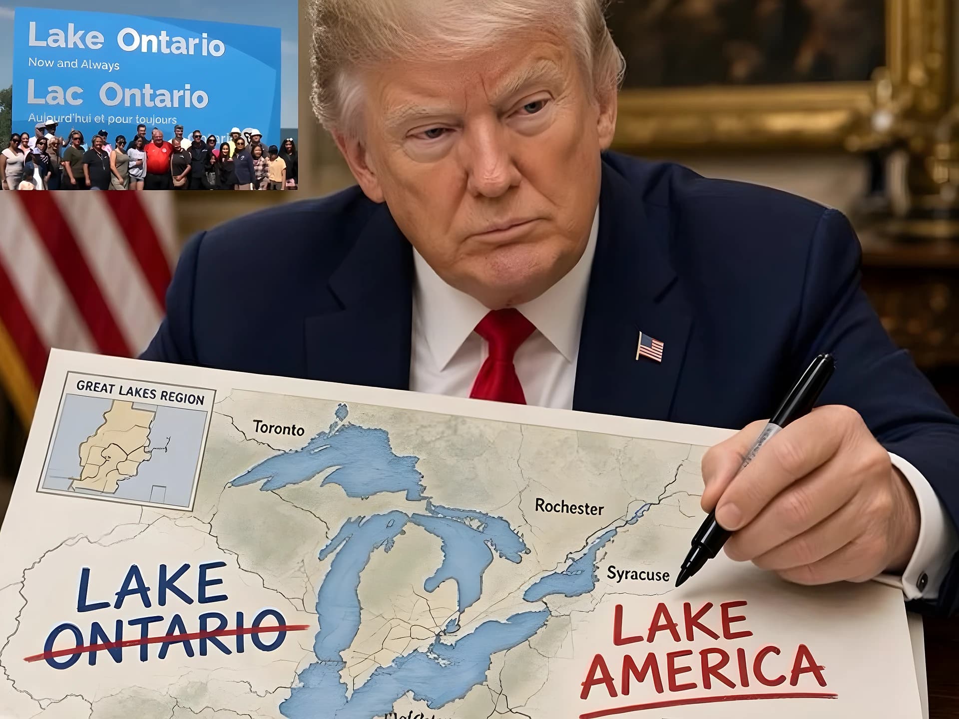 ‘Lake America’పై కెనడా కౌంటర్.. భారీ సైన్‌తో ట్రంప్‌కు షాక్!