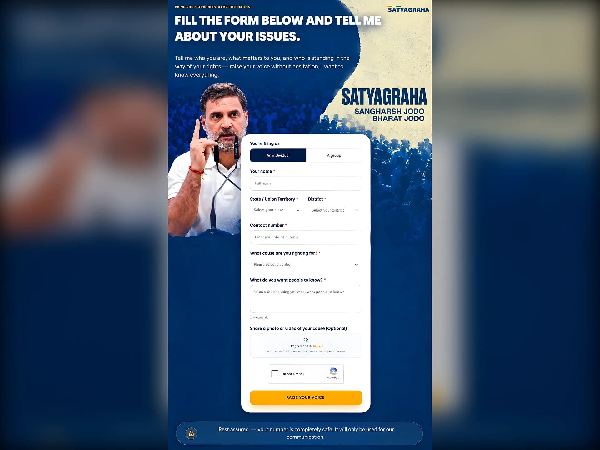 ఉద్యమాలను ఒక్కటి చేసేందుకు 'సత్యాగ్రహ'(Satyagraha)