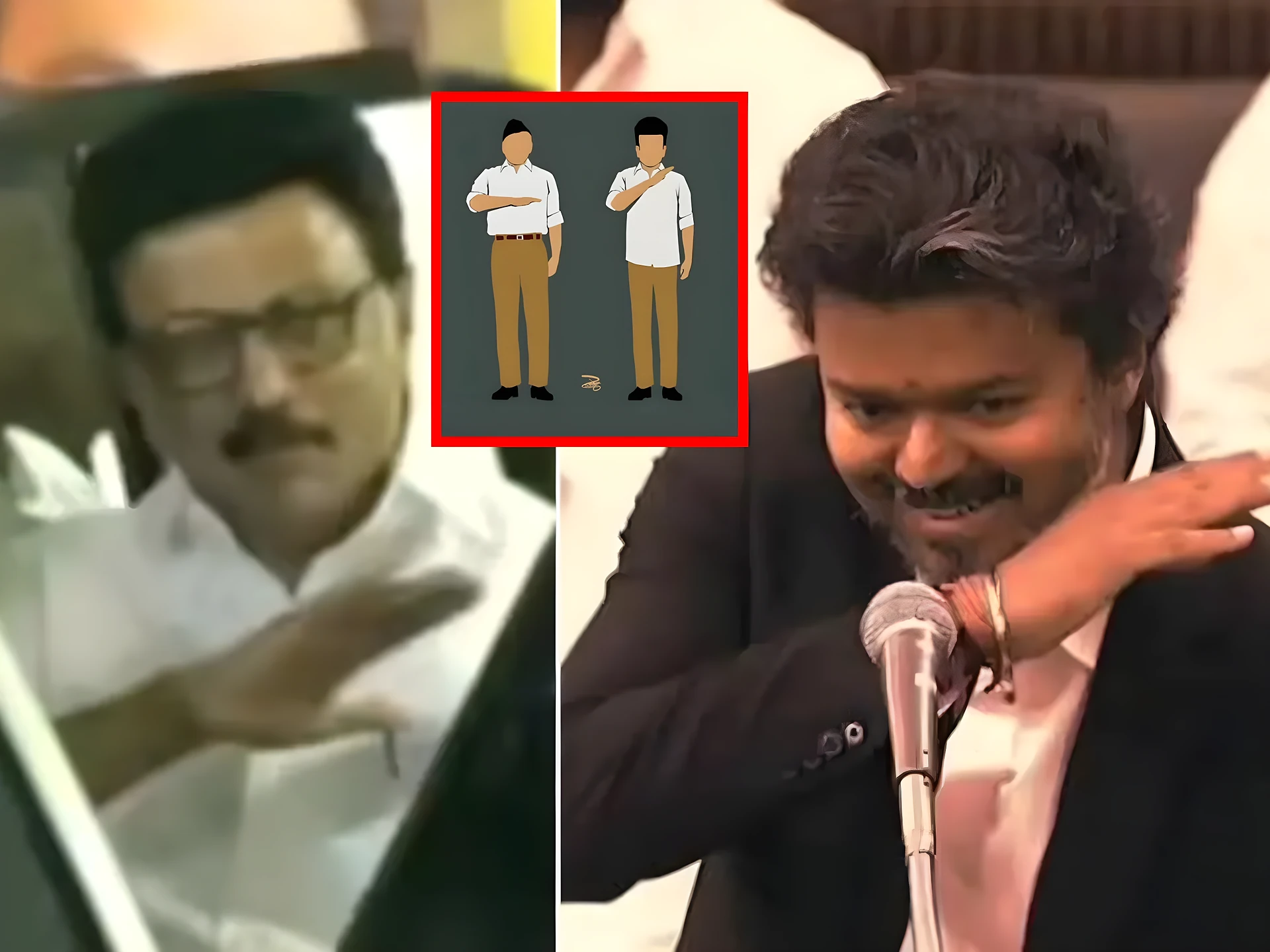 విజయ్ హ్యాండ్ జెస్చర్‌పై రచ్చ.. RSSతో లింక్ పెట్టిన DMK!