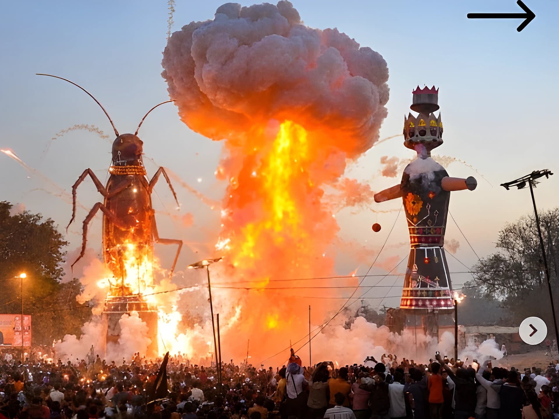 దసరాకి రావణుడితో పాటు బొద్దింక దహనం!
