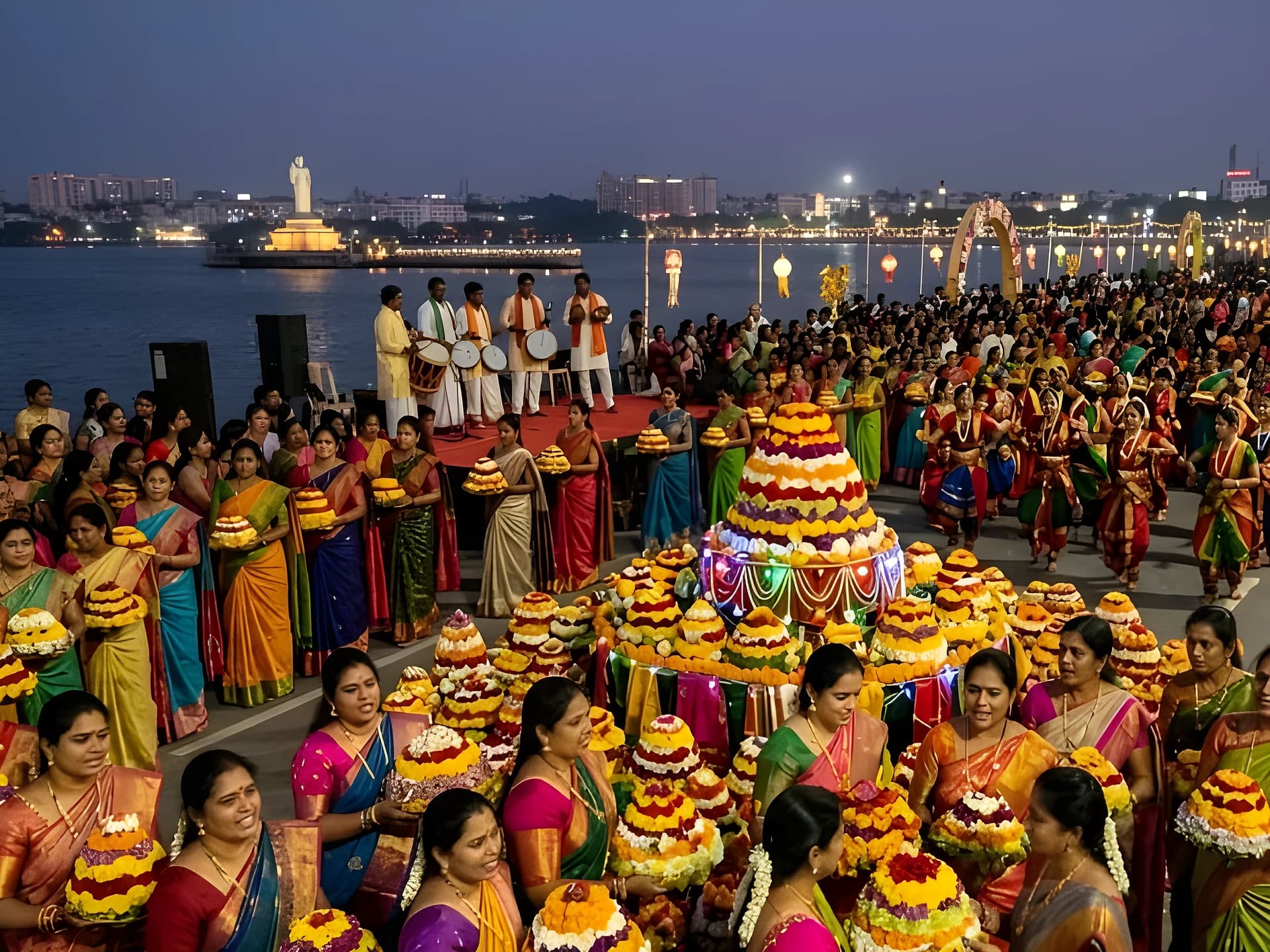 ట్యాంక్‌బండ్‌పై కొనసాగుతున్న బతుకమ్మ సందడి
