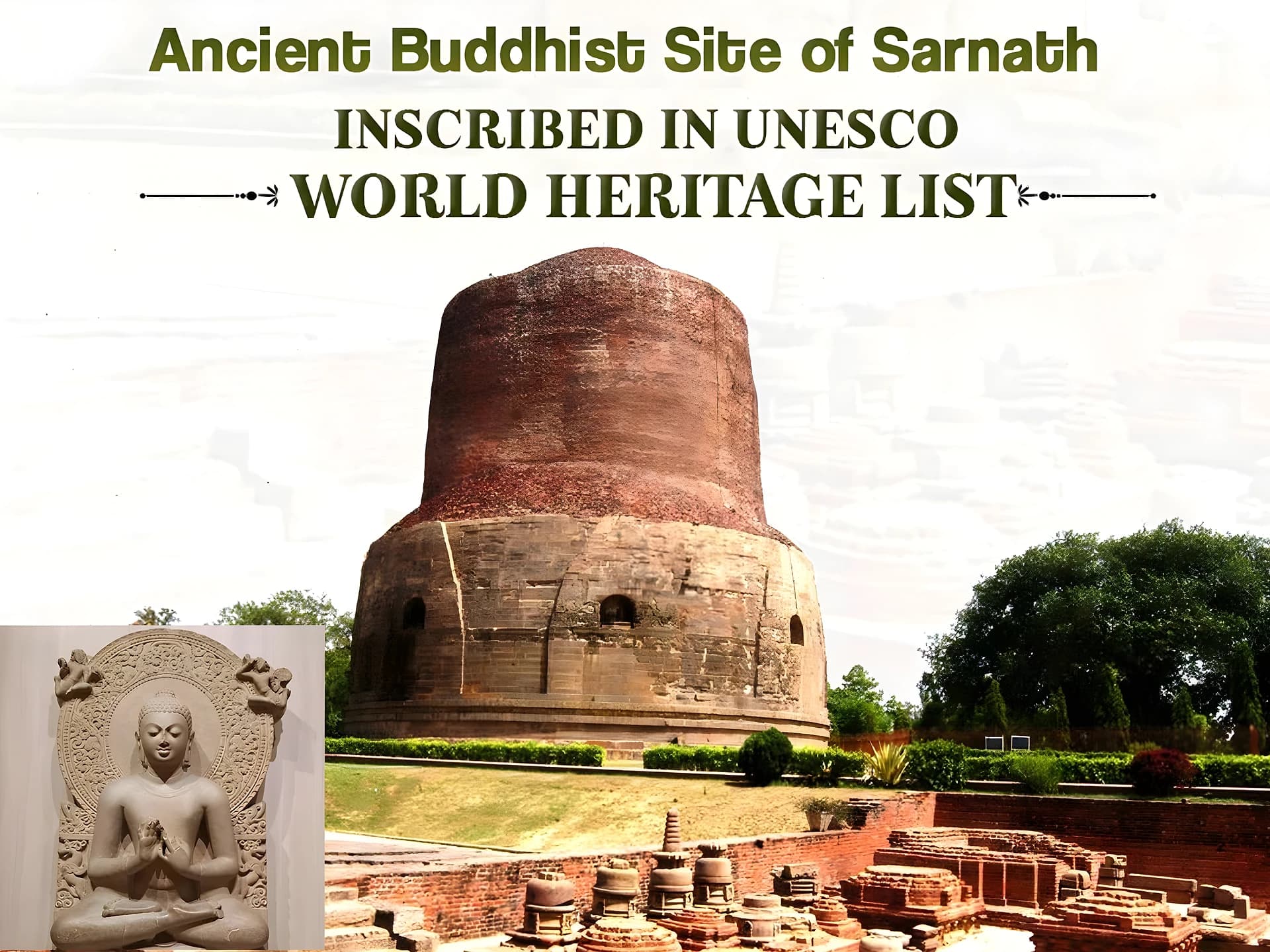 యునెస్కో (UNESCO) జాబితాలో 'సారనాథ్'కు స్థానం