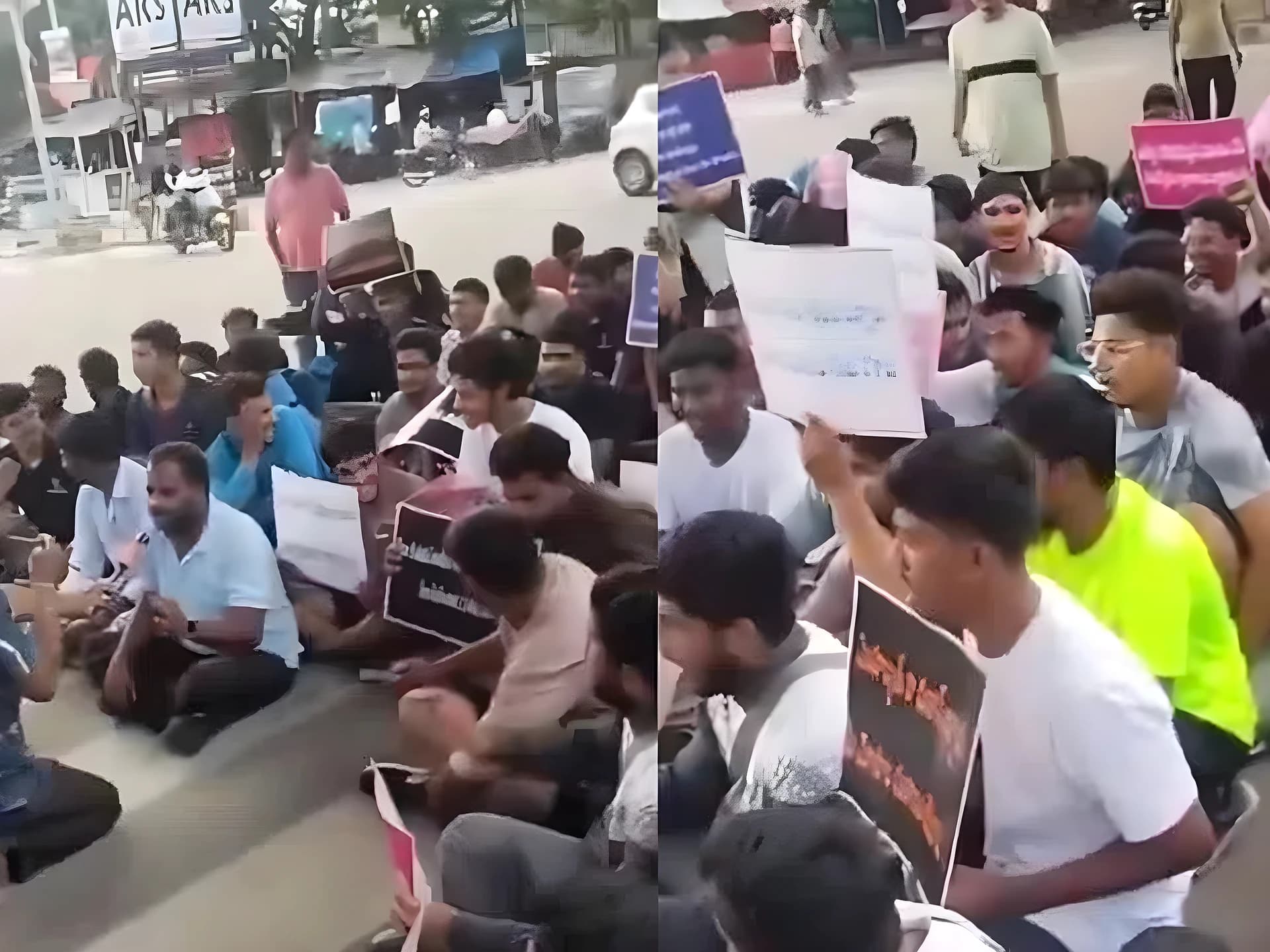 నోటిఫికేషన్ మార్చాలంటూ నిరుద్యోగులు మెరుపు ధర్నా
