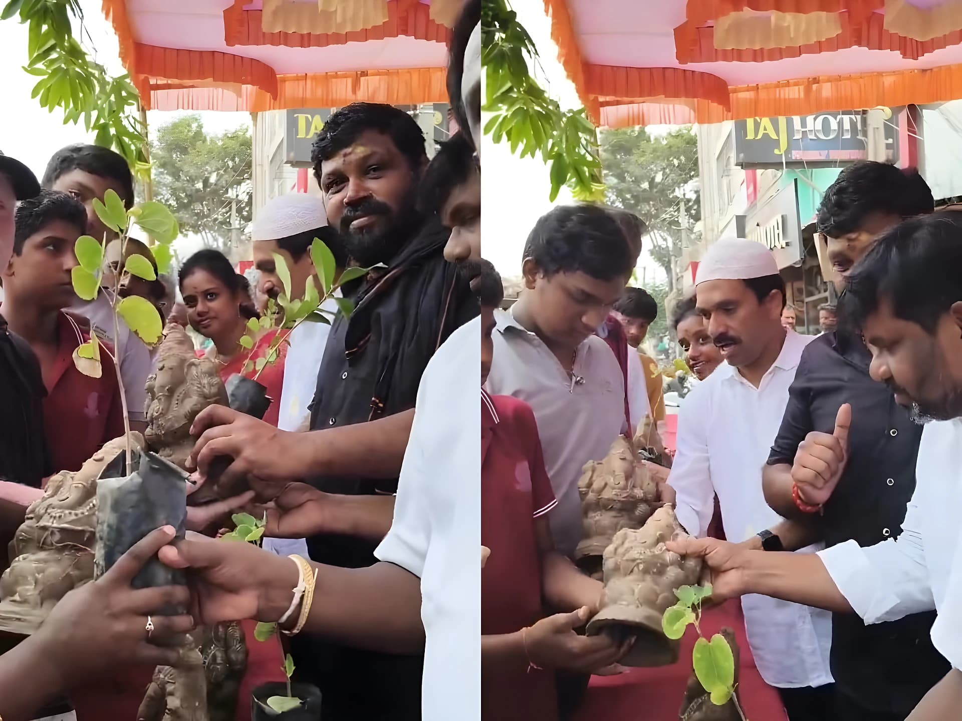 మట్టి వినాయక విగ్రహాలు, మొక్కల పంపిణీ