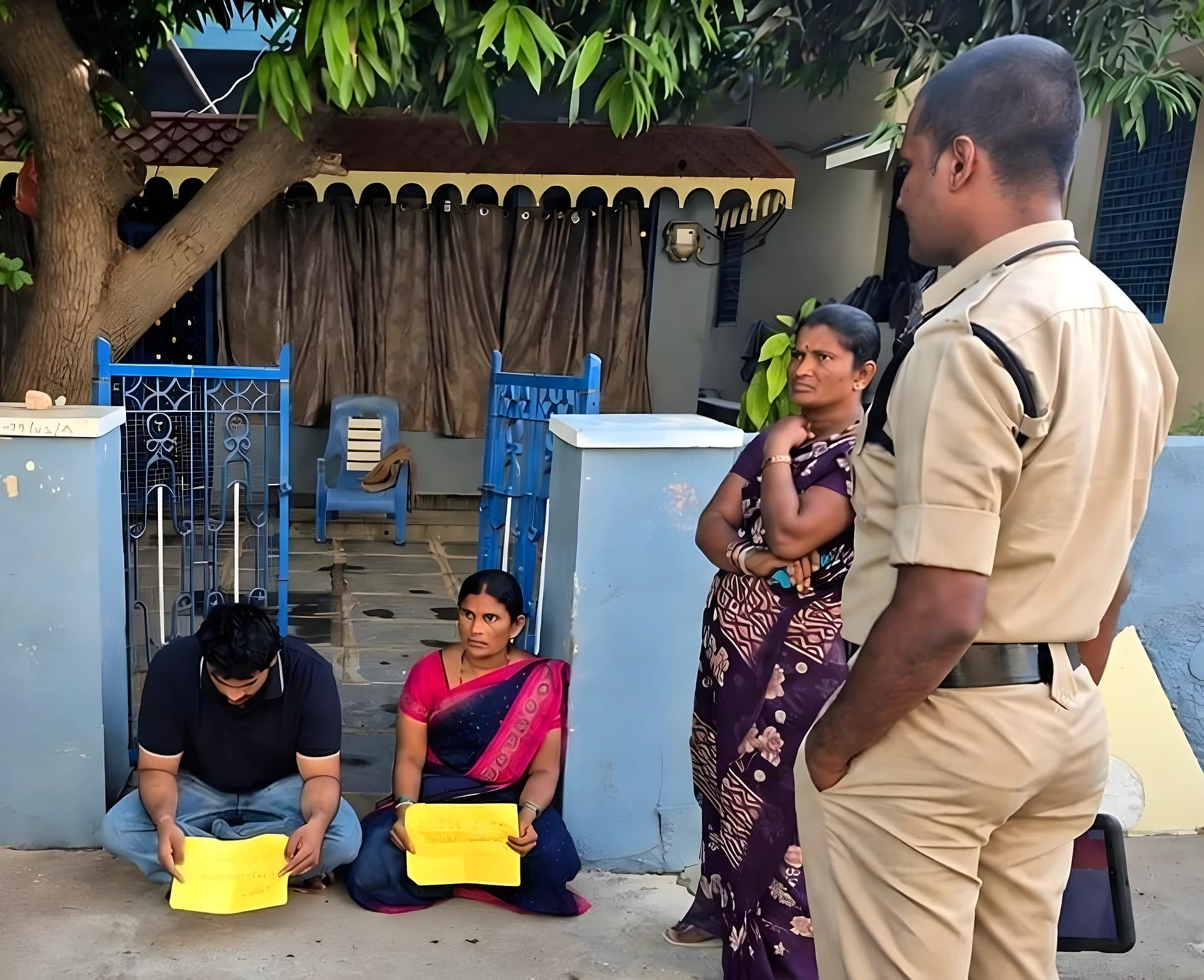 24 ఏళ్ల తర్వాత కొడుకుతో ఇంటి ముందు మహిళ ధర్నా