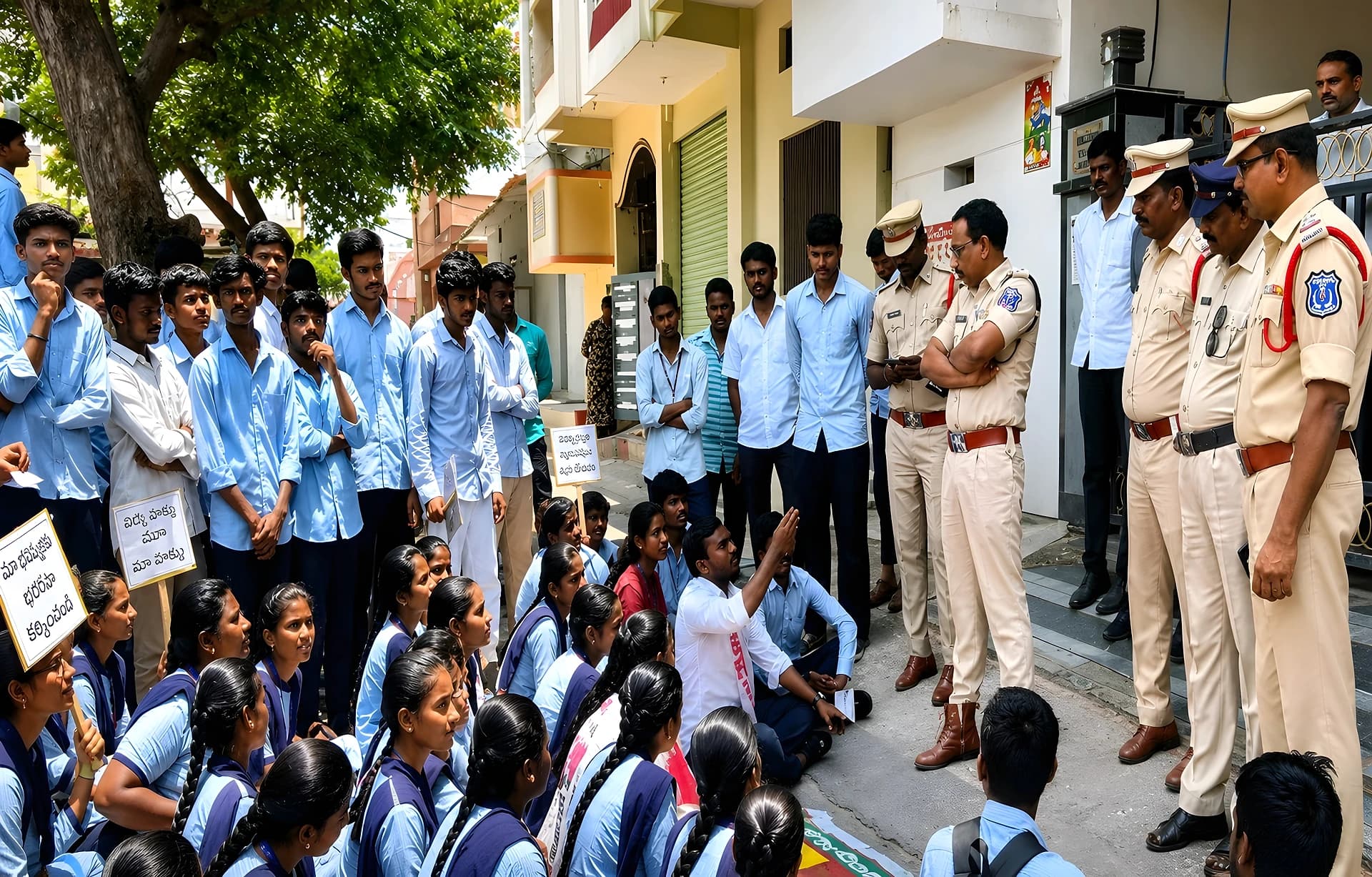 ఎమ్మెల్యే బీర్ల ఐలయ్య ఇంటి ఎదుట విద్యార్థుల ధర్నా