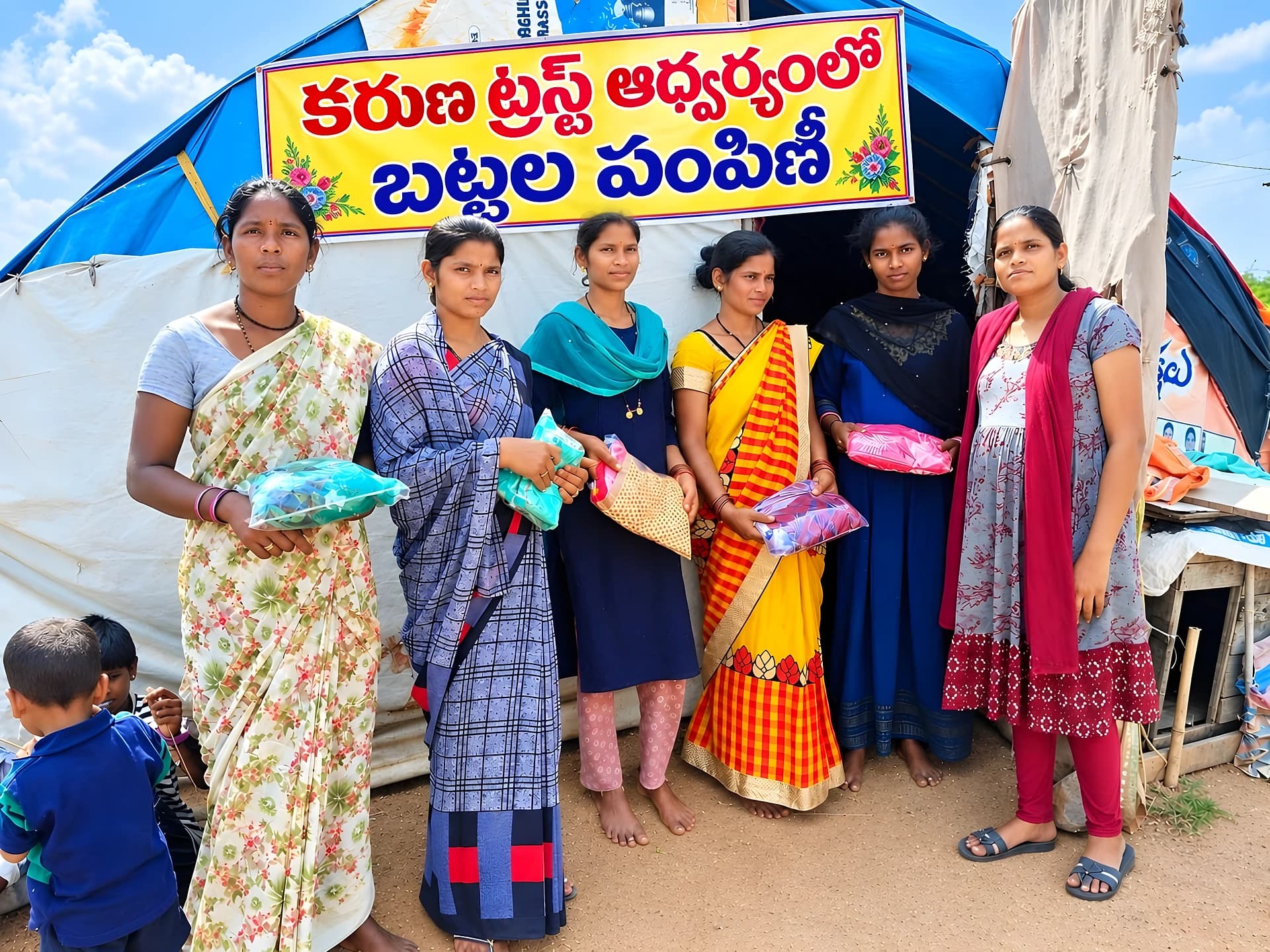 పేదలకు బట్టలు పంపిణీ చేసిన కరుణ ట్రస్ట్
